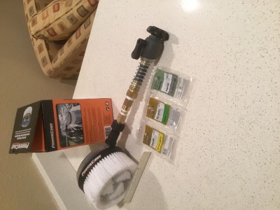 $30 Home Depot spinning brush plus brass adapters